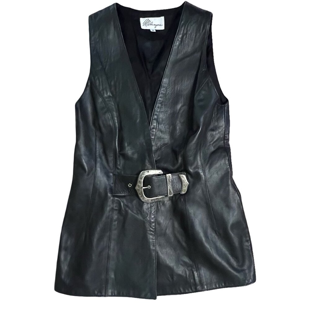 Genuine Leather Belted Vest